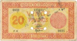 20 Francs Palestine Annulé DJIBOUTI  1945 P.15 VG