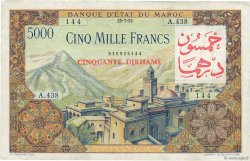 50 Dirhams sur 5000 Francs MAROC  1953 P.51 TTB