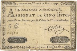 5 Livres FRANCE  1791 Ass.12a TB
