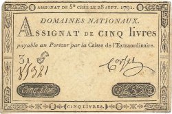 5 Livres FRANCE  1791 Ass.19a TB