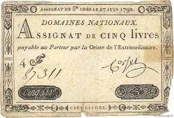 5 Livres FRANCE  1792 Ass.30a TB