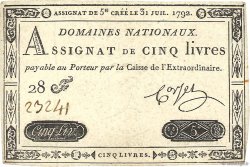 5 Livres FRANCIA  1792 Ass.31a