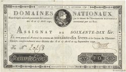 70 Livres FRANCE  1790 Ass.06a TTB