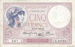 5 Francs FEMME CASQUÉE modifié FRANCE  1939 F.04.04