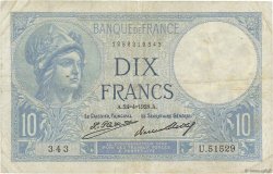 10 Francs MINERVE Numéro radar FRANCE  1928 F.06.13 TB