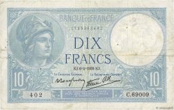 10 Francs MINERVE modifié FRANCE  1939 F.07.02 TB