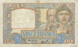 20 Francs TRAVAIL ET SCIENCE FRANCE  1940 F.12.02 TB