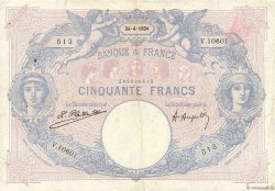 50 Francs BLEU ET ROSE Numéro radar FRANCE  1924 F.14.37 TB