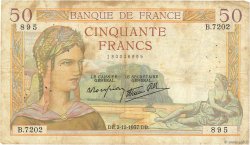 50 Francs CÉRÈS modifié FRANCE  1937 F.18.05