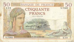 50 Francs CÉRÈS modifié FRANCE  1937 F.18.06 F+