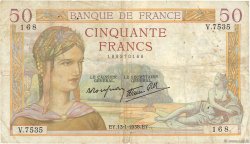 50 Francs CÉRÈS modifié FRANCE  1938 F.18.07 B+
