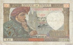 50 Francs JACQUES CŒUR FRANCE  1941 F.19.06 B+