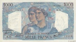 1000 Francs MINERVE ET HERCULE FRANCE  1945 F.41.03 SUP