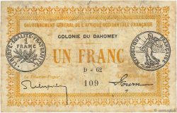 1 Franc DAHOMEY  1917 P.02a B+