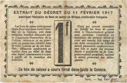 1 Franc GUINÉE  1917 P.02a TB+