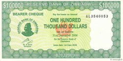 100000 Dollars ZIMBABWE  2006 P.32 SUP