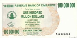 100 Millions Dollars ZIMBABWE  2008 P.58 pr.NEUF