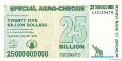 25 Billions Dollars ZIMBABWE  2008 P.62 pr.NEUF