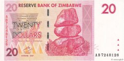 20 Dollars ZIMBABWE  2007 P.68 UNC-