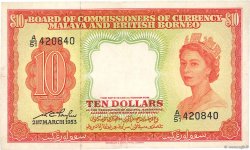 10 Dollars MALAISIE et BORNEO BRITANNIQUE  1953 P.03a
