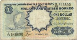 1 Dollar MALAISIE et BORNEO BRITANNIQUE  1959 P.08A B