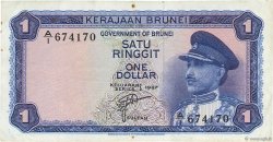 1 Ringgit - 1 Dollar BRUNEI  1967 P.01a TTB