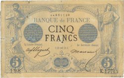 5 Francs NOIR FRANCE  1873 F.01.14 B+