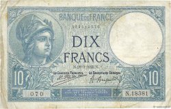 10 Francs MINERVE Numéro radar FRANCE  1925 F.06.09 B