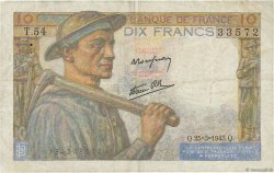 10 Francs MINEUR FRANCE  1943 F.08.08 TB