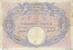 50 Francs BLEU ET ROSE FRANCE  1911 F.14.24 G