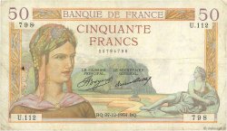 50 Francs CÉRÈS FRANKREICH  1934 F.17.02 S