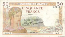50 Francs CÉRÈS FRANCE  1936 F.17.29 TTB