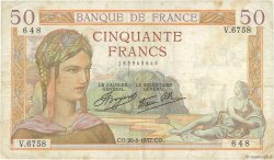 50 Francs CÉRÈS modifié FRANCIA  1937 F.18.02