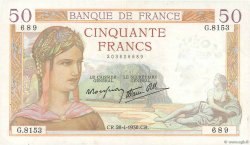50 Francs CÉRÈS modifié FRANCIA 1938 F.18.12