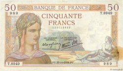 50 Francs CÉRÈS modifié FRANCIA  1938 F.18.17