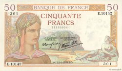 50 Francs CÉRÈS modifié FRANCE  1939 F.18.25