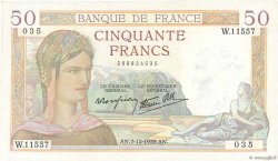 50 Francs CÉRÈS modifié FRANCE  1939 F.18.35 TTB+