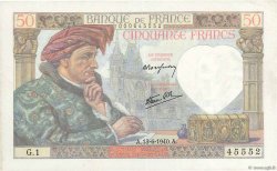 50 Francs JACQUES CŒUR FRANCE  1940 F.19.01 SUP