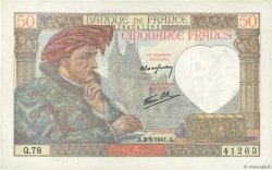 50 Francs JACQUES CŒUR FRANCE  1941 F.19.10 SUP+