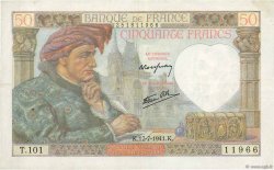 50 Francs JACQUES CŒUR FRANCE  1941 F.19.12 TTB+