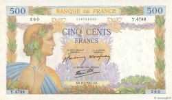 500 Francs LA PAIX FRANCE  1942 F.32.30 SPL