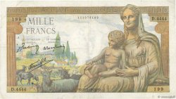 1000 Francs DÉESSE DÉMÉTER FRANCE  1943 F.40.20 TB
