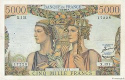 5000 Francs TERRE ET MER FRANCE  1956 F.48.11 F+