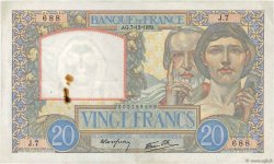 20 Francs TRAVAIL ET SCIENCE FRANCE  1939 F.12.01 VF