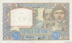 20 Francs TRAVAIL ET SCIENCE FRANKREICH  1940 F.12.03