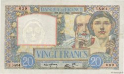 20 Francs TRAVAIL ET SCIENCE FRANCE  1941 F.12.17 TTB+