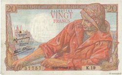 20 Francs PÊCHEUR FRANCE  1942 F.13.02 TTB