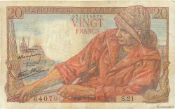 20 Francs PÊCHEUR FRANCE  1942 F.13.02 TB