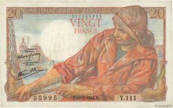 20 Francs PÊCHEUR FRANCE  1944 F.13.08 TTB+