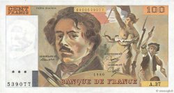100 Francs DELACROIX modifié FRANCE  1980 F.69.04b SUP